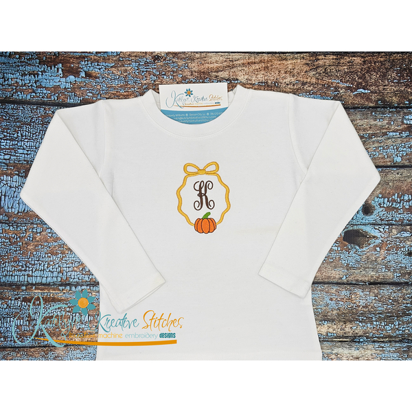 Fall Bow Monogram Frame with Pumpkin