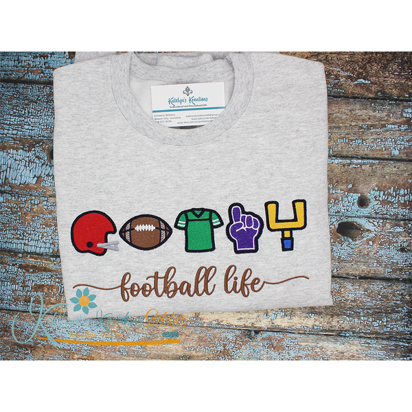 Football Life Icon Embroidery - Filled and Outline Versions Football Life Icon Embroidery - Filled and Outline Versions