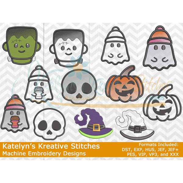 Happy Halloween Icon Embroidery Bundle Set