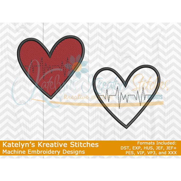 Heartbeat Heart - Filled and Outline Versions