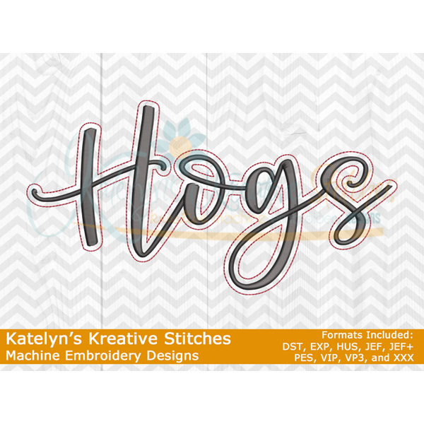 Hogs Script Embroidery