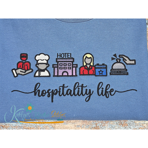Hospitality Life Icon Embroidery - Filled and Outline Versions, 2 image