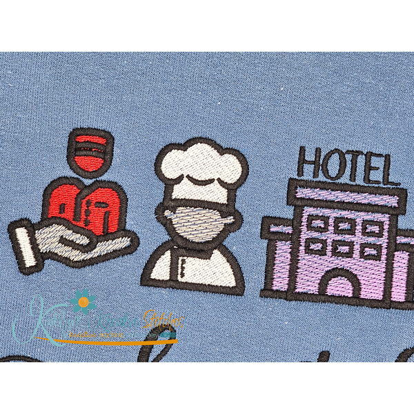 Hospitality Life Icon Embroidery - Filled and Outline Versions, 3 image