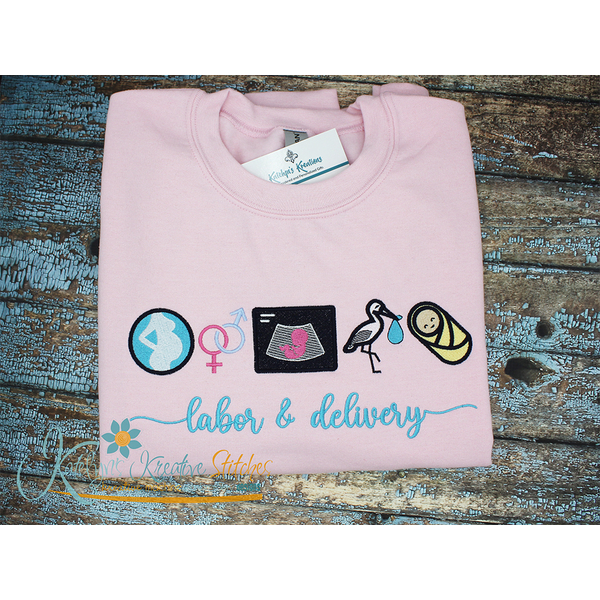 Labor and Delivery Icon Embroidery - Filled and Outline Versions