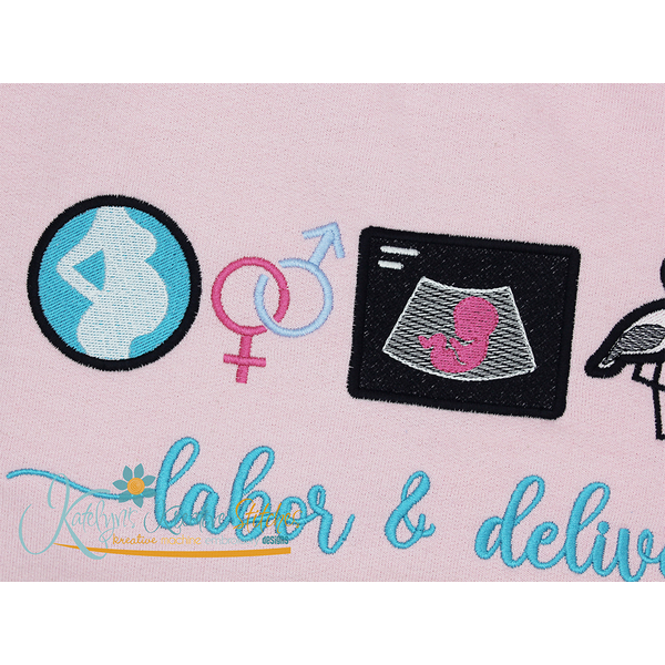 Labor and Delivery Icon Embroidery - Filled and Outline Versions, 3 image