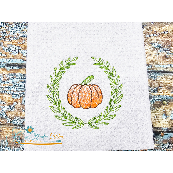 Laurel Wreath with Sketch Pumpkin - 6 Sizes