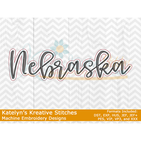 Nebraska Script Embroidery