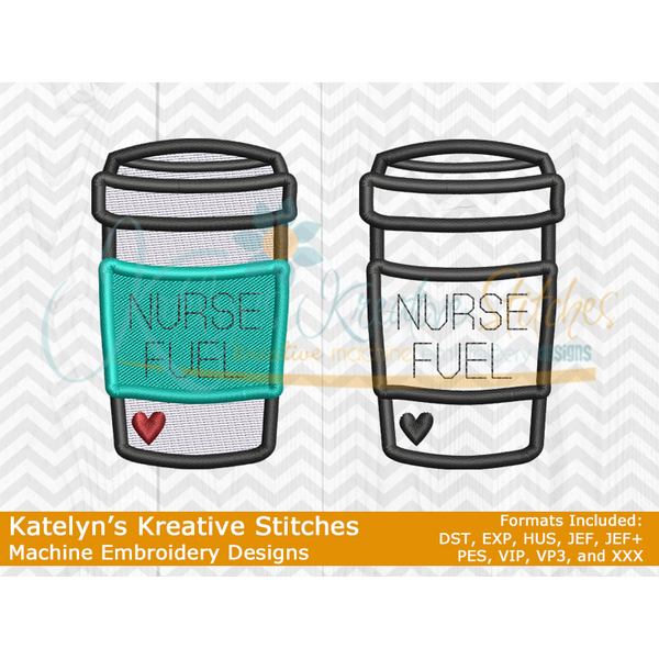 Nurse Fuel with Heart - Filled and Outline Versions