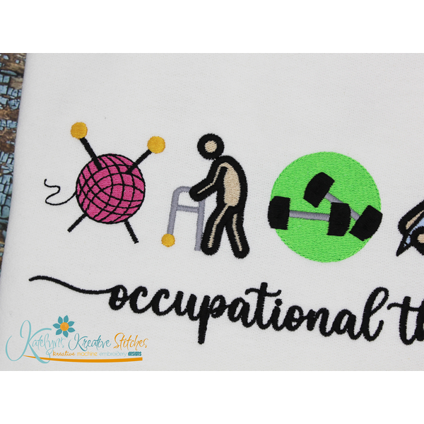 Occupational Therapy Icon Embroidery - Filled and Outline Versions