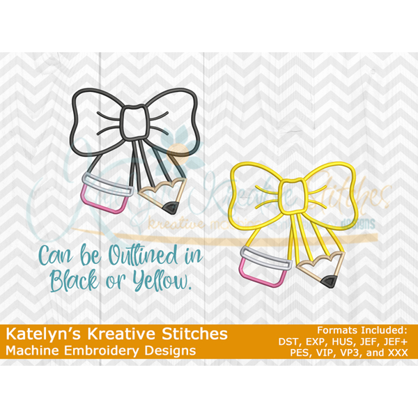 Pencil Bow Applique