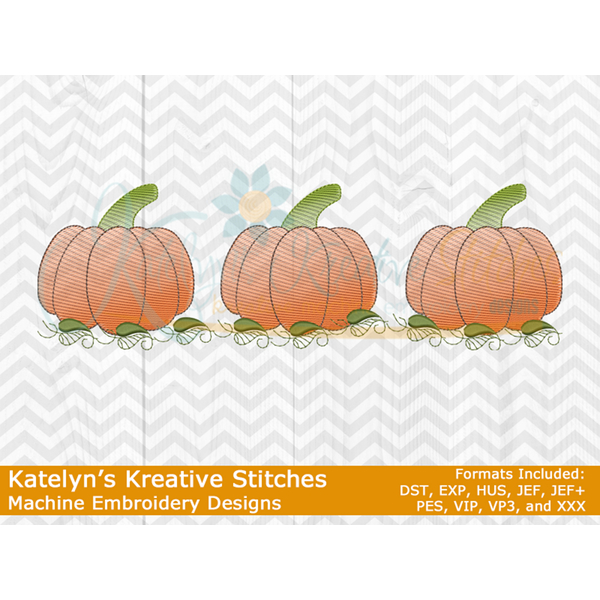 Pumpkin Sketch Trio Embroidery
