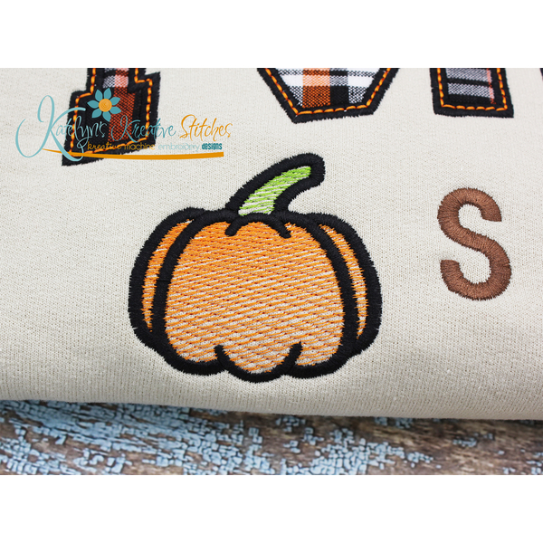 Pumpkin Spice Arched Applique Embroidery