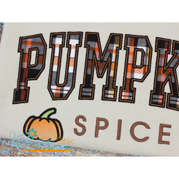 Pumpkin Spice Arched Applique EmbroideryPumpkin Spice Arched Applique Embroidery