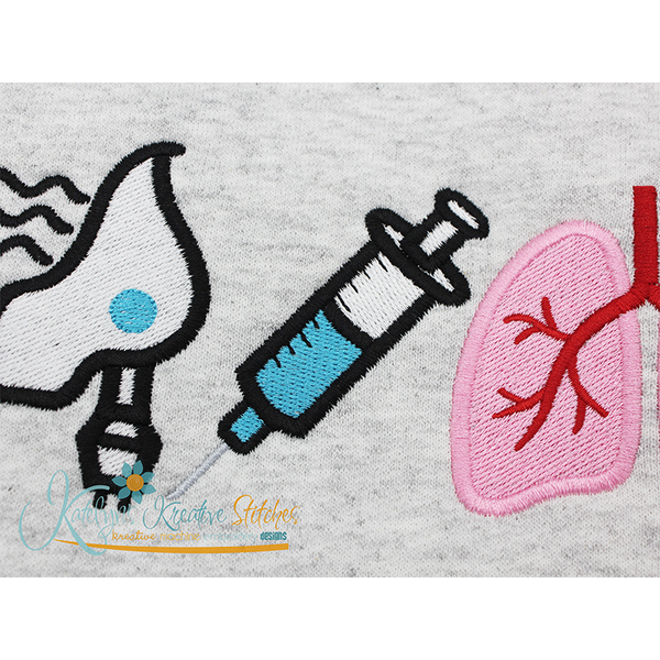 Respiratory Life Icon Embroidery - Filled and Outline Versions, 3 image