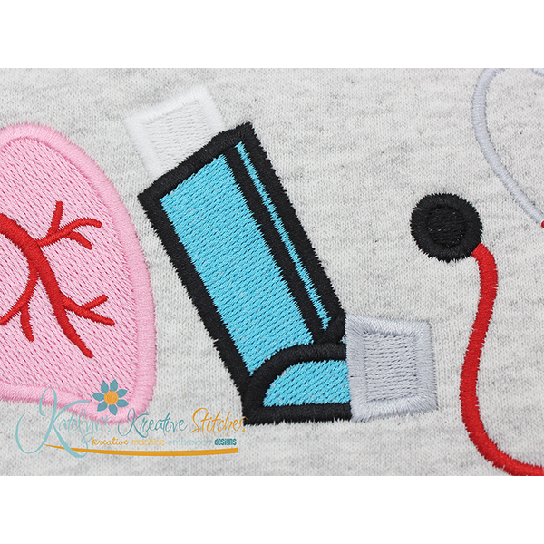 Respiratory Life Icon Embroidery - Filled and Outline Versions, 5 image