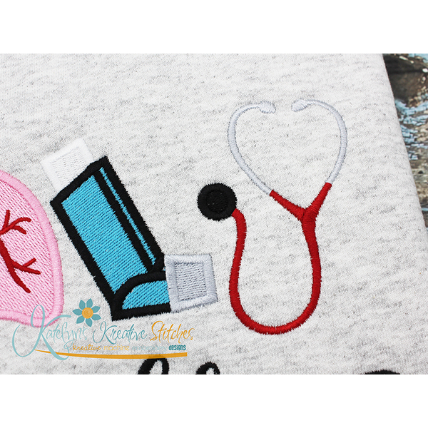 Respiratory Therapy Icon Embroidery - Filled and Outline Versions, 5 image