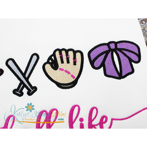 Softball Hair Bow - Filled and Outline Versions, 2 image