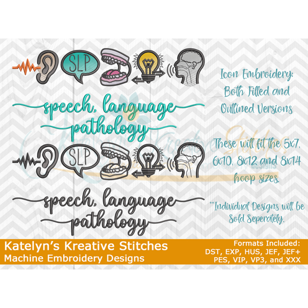 Speech, Language, Pathology Icon Embroidery