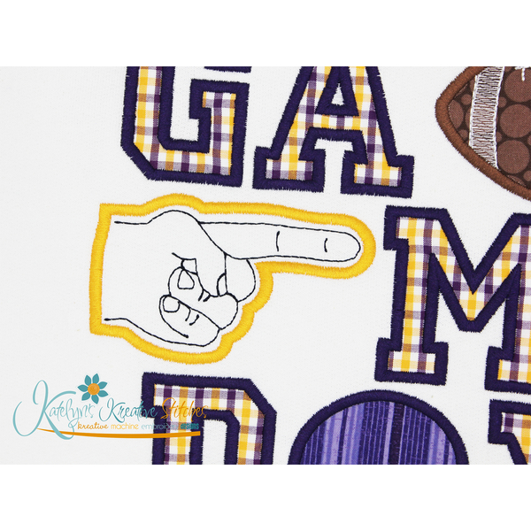 Sports Fan Foam Finger Embroidery Applique