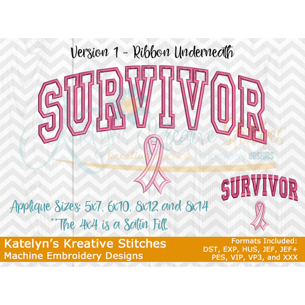 Cancer Survivor Arched Embroidery - 2 Versions