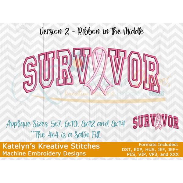 Cancer Survivor Arched Embroidery - 2 Versions
