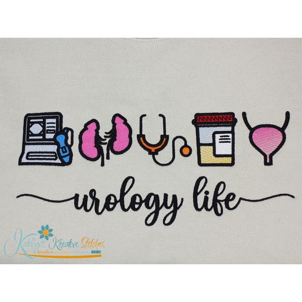 Urology Life Icon Embroidery - Filled and Outline Versions