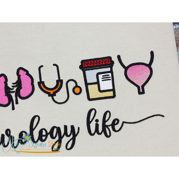 Urology Life Icon Embroidery - Filled and Outline Versions