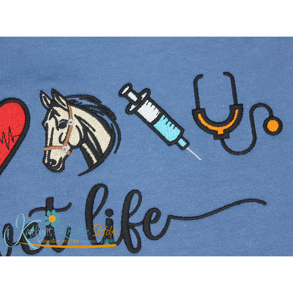 Vet Life Icon Embroidery 3 - Filled and Outline Versions