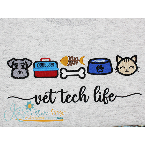 Vet Tech Life Icon Embroidery - Filled and Outline Versions, 2 image