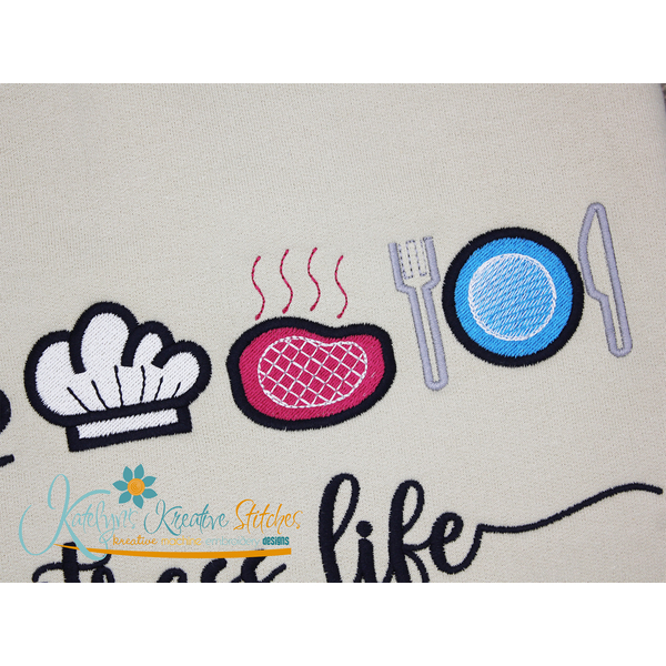 Waitress Life Icon Embroidery - Filled and Outline Versions, 4 image