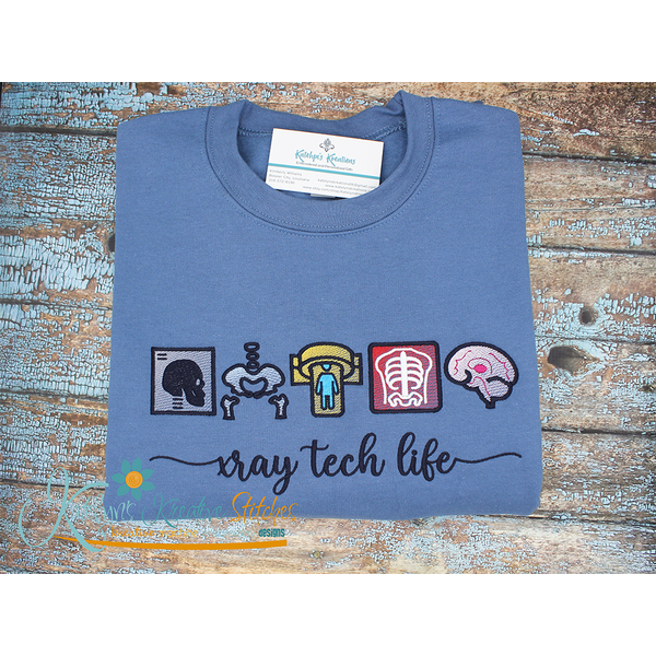 XRay Tech Life Icon Embroidery - Filled and Outline Versions