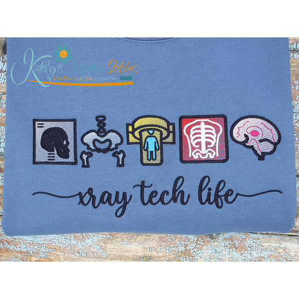XRay Tech Life Icon Embroidery - Filled and Outline Versions, 2 image