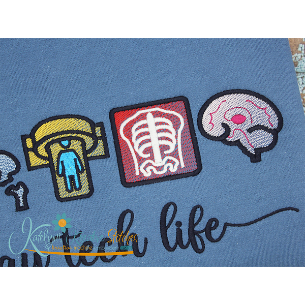 Xray Icon Embroidery Bundle Set - Filled and Outline Versions - 16 Designs