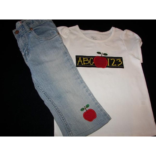 ABC 123 Chalkboard Applique stitched by a Customer