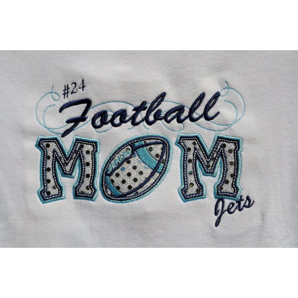 Football Mom Applique with a Twist stitched by Creative Chaos