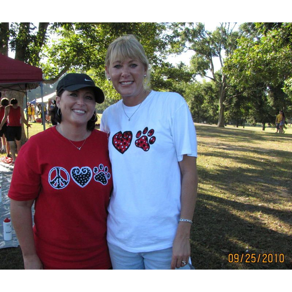 Peace Love and Paw stitched by Shannon Bazo