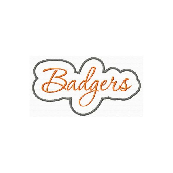 Badgers Applique Script Satin Snap Shot