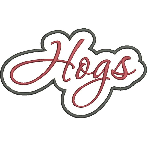 Hogs Applique Script Satin Snap Shot