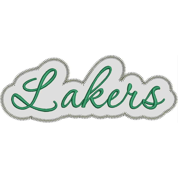 Lakers Applique Script Zig Zag Snap Shot