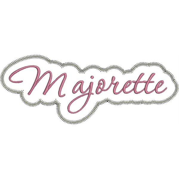 Majorette Applique Script Zig Zag Snap Shot