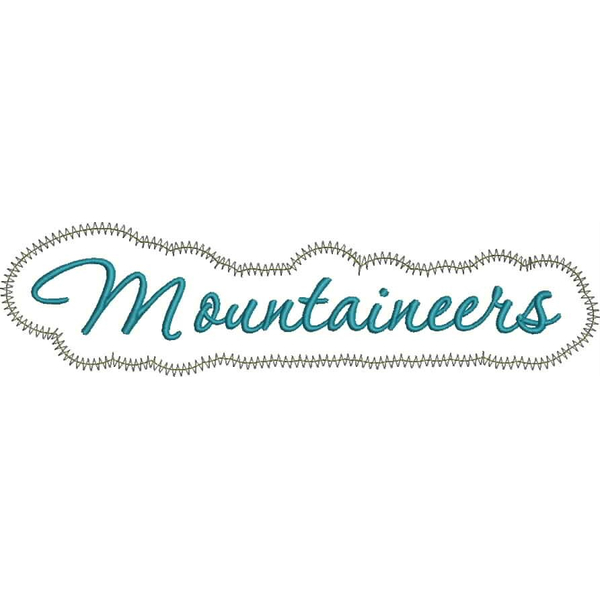 Mountaineers Applique Script Zig Zag Snap Shot