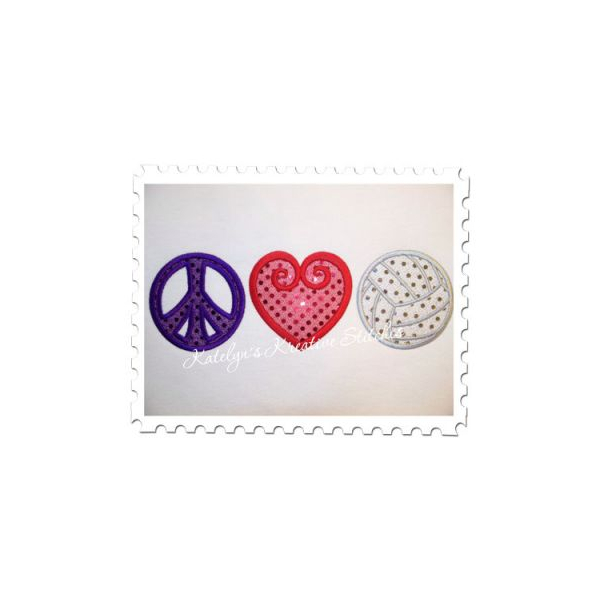 Peace, Love and Volleyball Applique