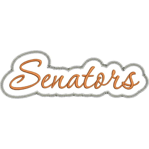 Senators Applique Script Zig Zag Snap Shot