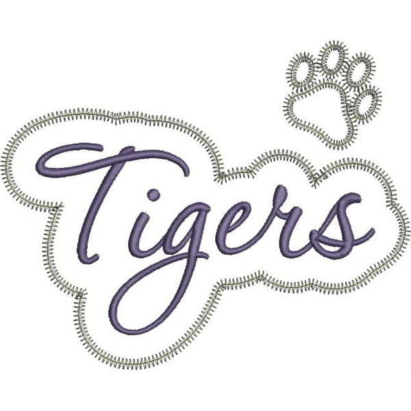 Tigers Applique Script Zig Zag Snap Shot